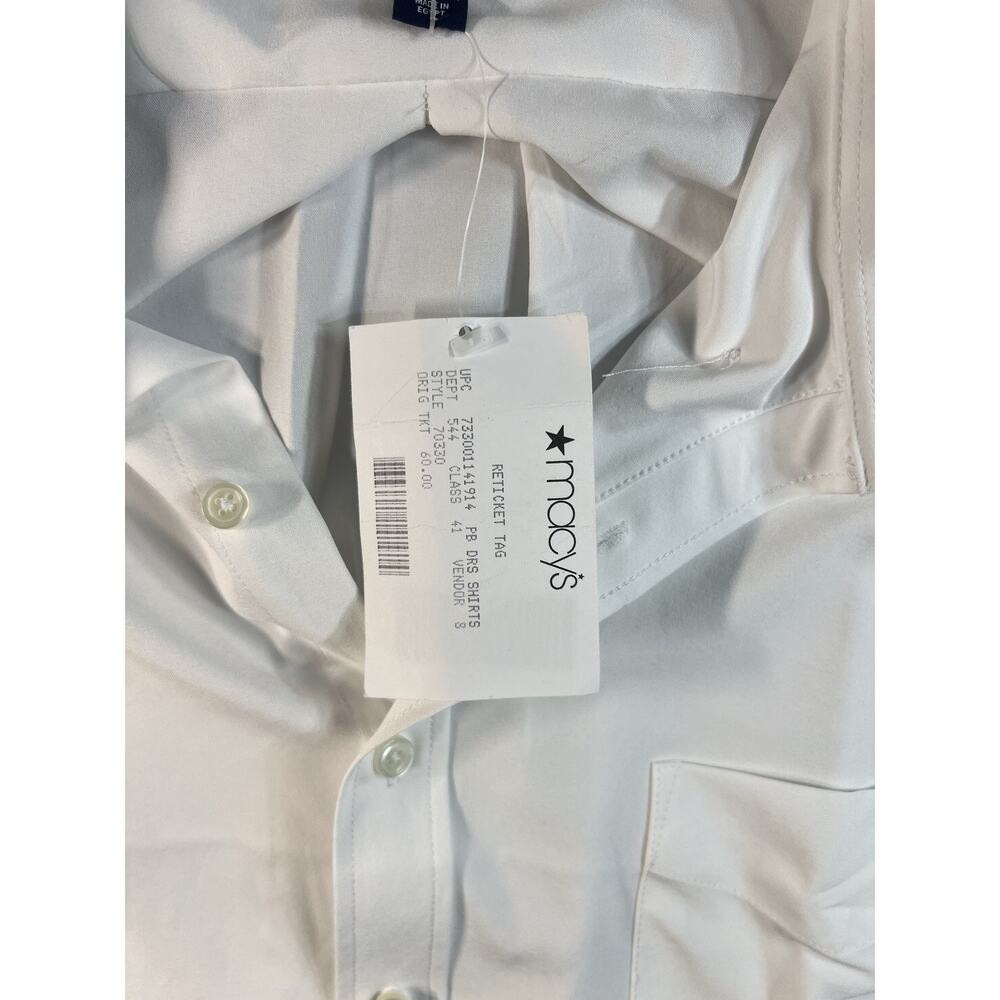 Club Room White Dress Shirt L 18 1/2 Long Sleeve Button-Up Regular Fit